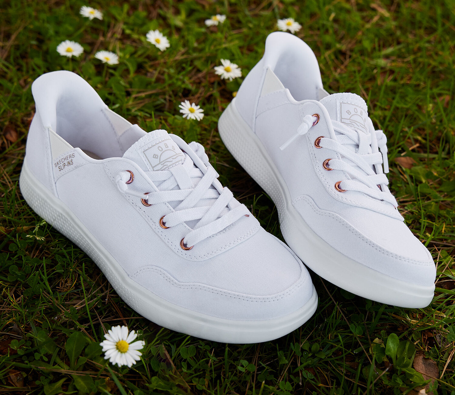 White bobs slip-in shoes